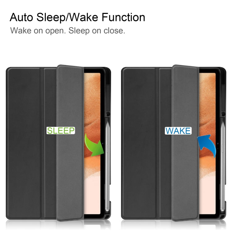 Pure Color Horizontal Flip TPU + PU Leather Case with Three-folding Holder & Sleep / Wake-up Function & Pen Slot, For Samsung Galaxy Tab S7 Lite T730 / T735 / Tab S7 FE T736