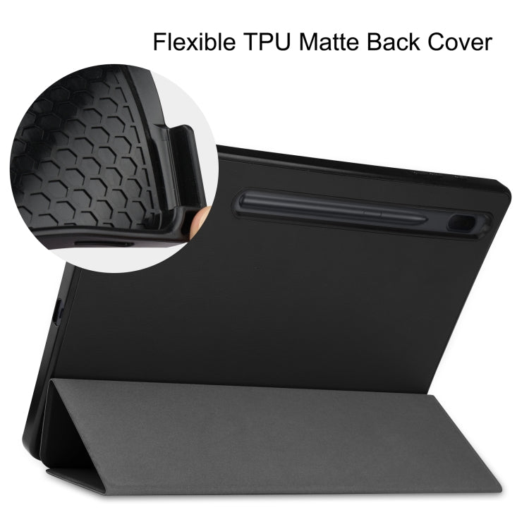 Pure Color Horizontal Flip TPU + PU Leather Case with Three-folding Holder & Sleep / Wake-up Function & Pen Slot, For Samsung Galaxy Tab S7 Lite T730 / T735 / Tab S7 FE T736