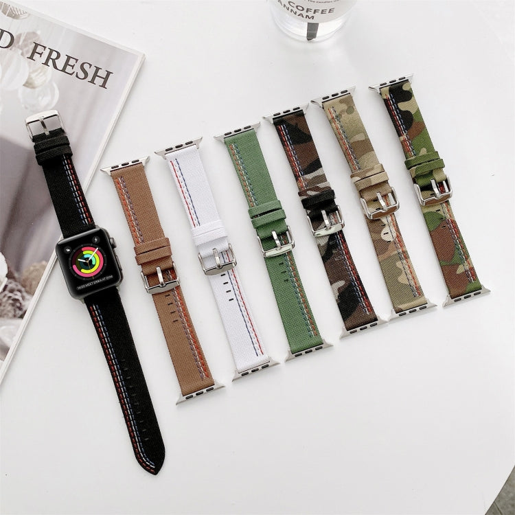 Three Lines Canvas Replacement Strap Watchband, For Apple Watch Series 7  41mm / & 6 & SE & 5 & 4 40mm, For Apple Watch Series  7  45mm / & 6 & SE & 5 & 4 44mm