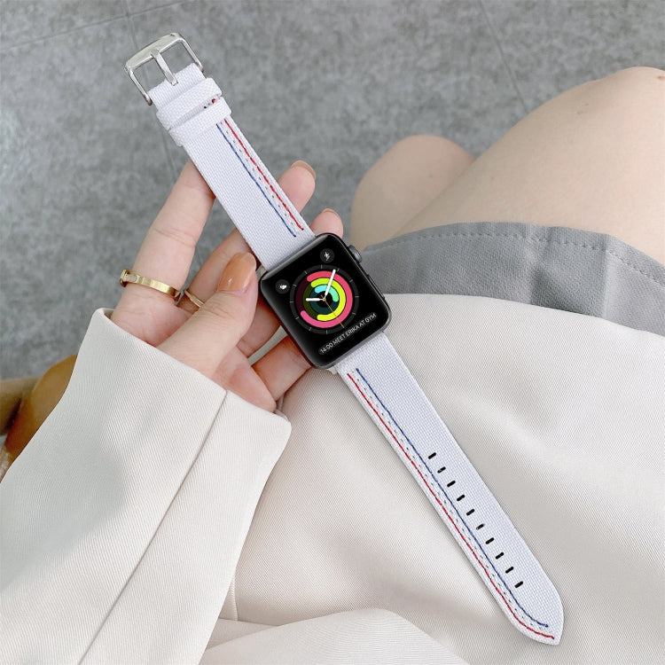Three Lines Canvas Replacement Strap Watchband, For Apple Watch Series 7  41mm / & 6 & SE & 5 & 4 40mm, For Apple Watch Series  7  45mm / & 6 & SE & 5 & 4 44mm