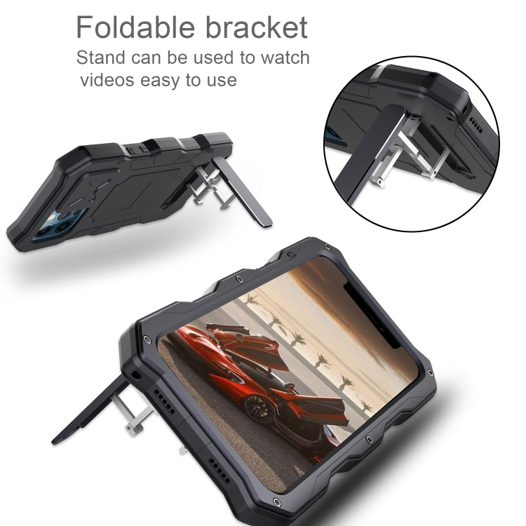 Coque de protection intégrale anti-poussière en alliage d'aluminium et silicone avec support, pour iPhone 12/12 Pro et iPhone 12 Pro Max