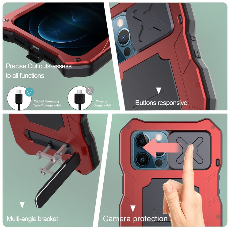 Aluminum Alloy + Silicone Anti-dust Full Body Protection with Holder, For iPhone 12 / 12 Pro