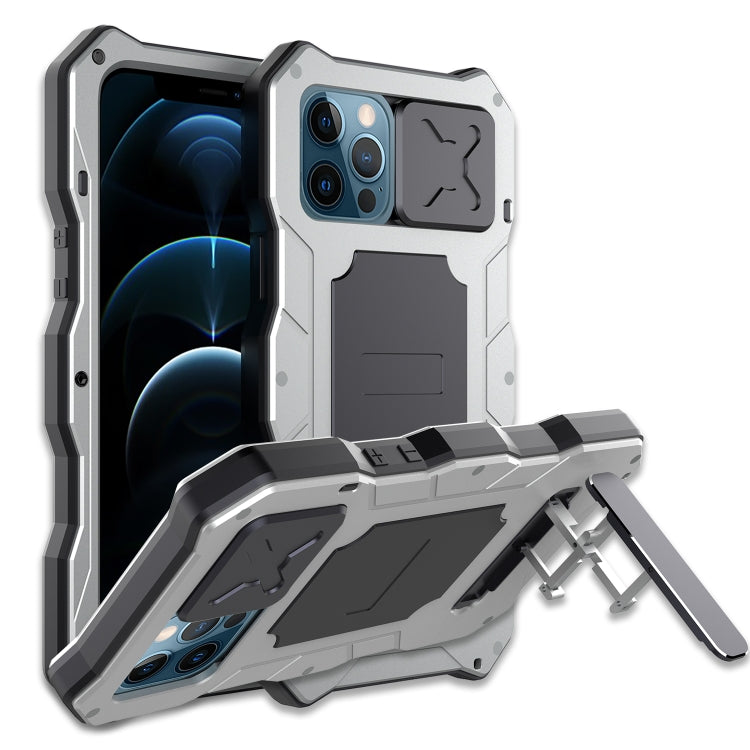 Aluminum Alloy + Silicone Anti-dust Full Body Protection with Holder, For iPhone 12 / 12 Pro