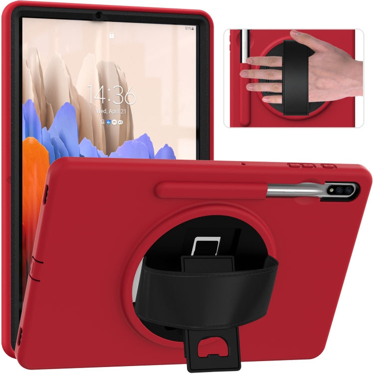 Coque de protection PC + TPU rotative à 360 degrés avec support, dragonne et emplacement pour stylo, pour Samsung Galaxy Tab S8+ / Tab S8 Plus / Tab S7 FE / Tab S7+ SM-T970