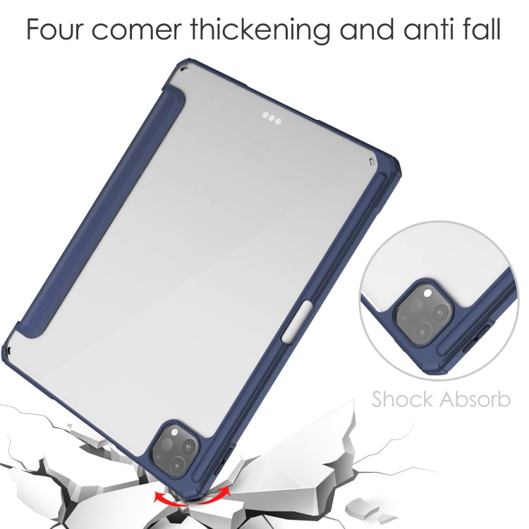 Étui à rabat horizontal en acrylique TPU et cuir PU, pliable en trois parties, avec support, emplacement pour stylo et fonction veille/réveil, pour iPad Pro 11 (2021/2020/2018)