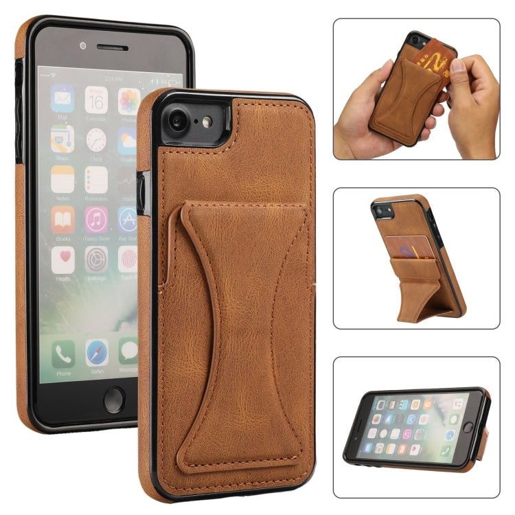 Ultra-thin Shockproof Protective Case with Holder, For iPhone SE 2022 / SE 2020 / 8 / 7