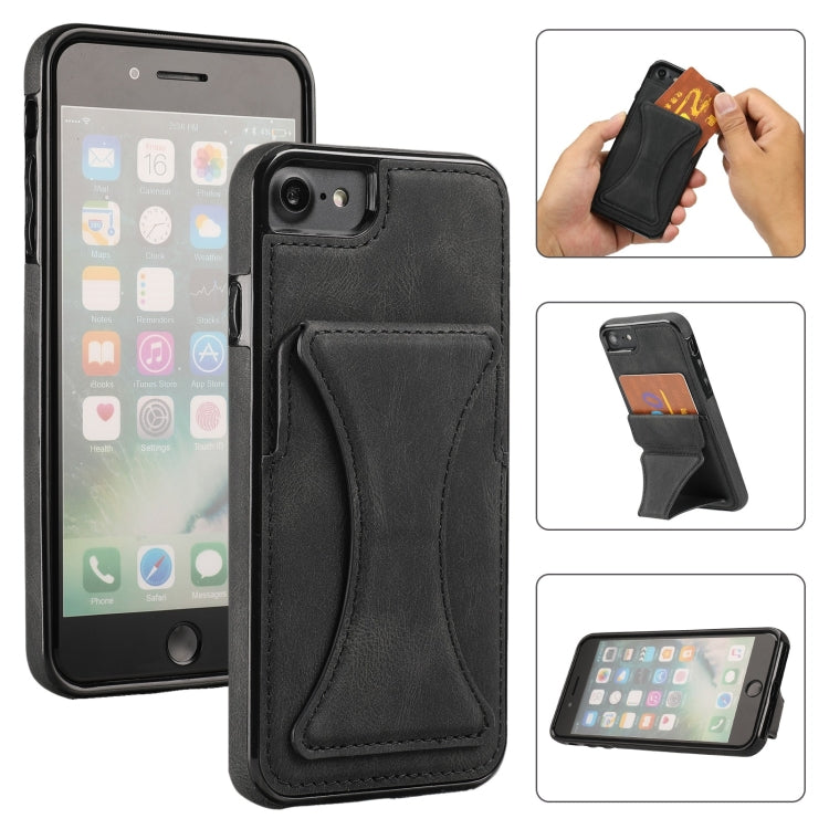 Ultra-thin Shockproof Protective Case with Holder, For iPhone SE 2022 / SE 2020 / 8 / 7