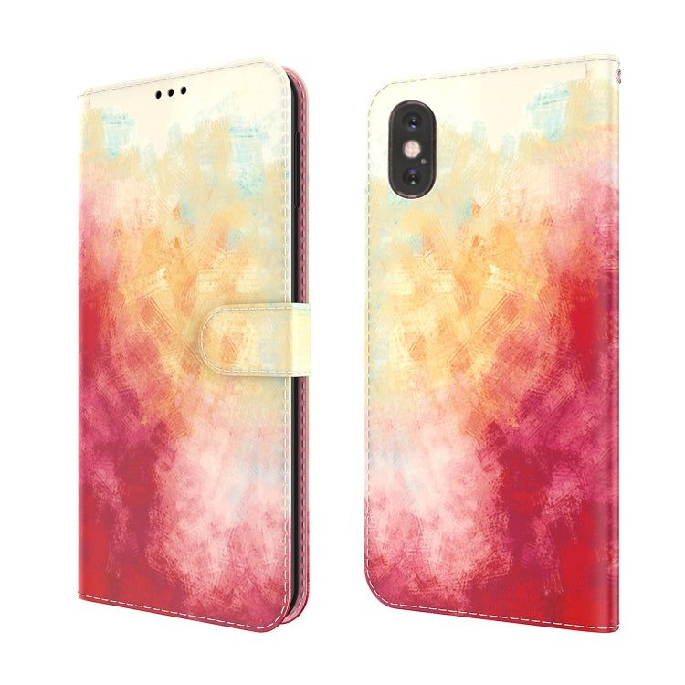Watercolor Pattern Horizontal Flip Leather Case with Holder & Card Slot & Wallet, For iPhone XR, For iPhone XS Max