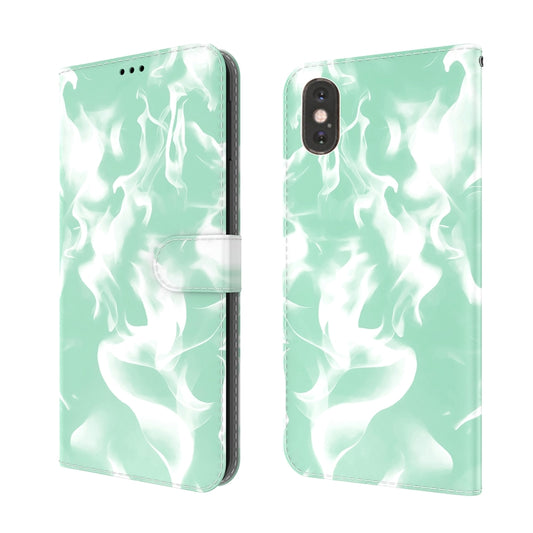 Cloud fog pattern leather flip case for iPhone X XS with card slot and wallet holder