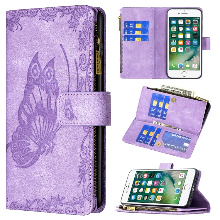 Flying Butterfly Embossing Pattern Zipper Horizontal Flip Leather Case with Holder & Card Slots & Wallet, For iPhone 8 / 7, For iPhone 8 Plus / 7 Plus, For iPhone XS / X, For iPhone XR