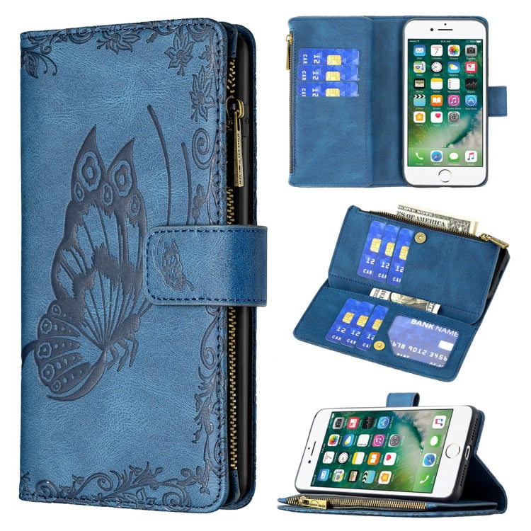 Flying Butterfly Embossing Pattern Zipper Horizontal Flip Leather Case with Holder & Card Slots & Wallet, For iPhone 8 / 7, For iPhone 8 Plus / 7 Plus, For iPhone XS / X, For iPhone XR