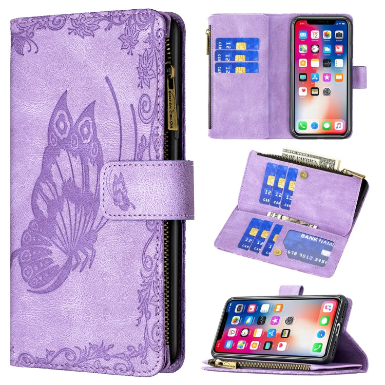 Flying Butterfly Embossing Pattern Zipper Horizontal Flip Leather Case with Holder & Card Slots & Wallet, For iPhone XS Max, For iPhone 11, For iPhone 11 Pro, For iPhone 11 Pro Max