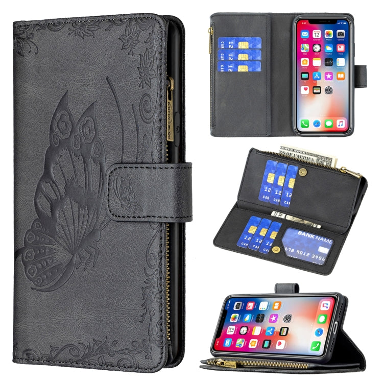 Flying Butterfly Embossing Pattern Zipper Horizontal Flip Leather Case with Holder & Card Slots & Wallet, For iPhone XS Max, For iPhone 11, For iPhone 11 Pro, For iPhone 11 Pro Max