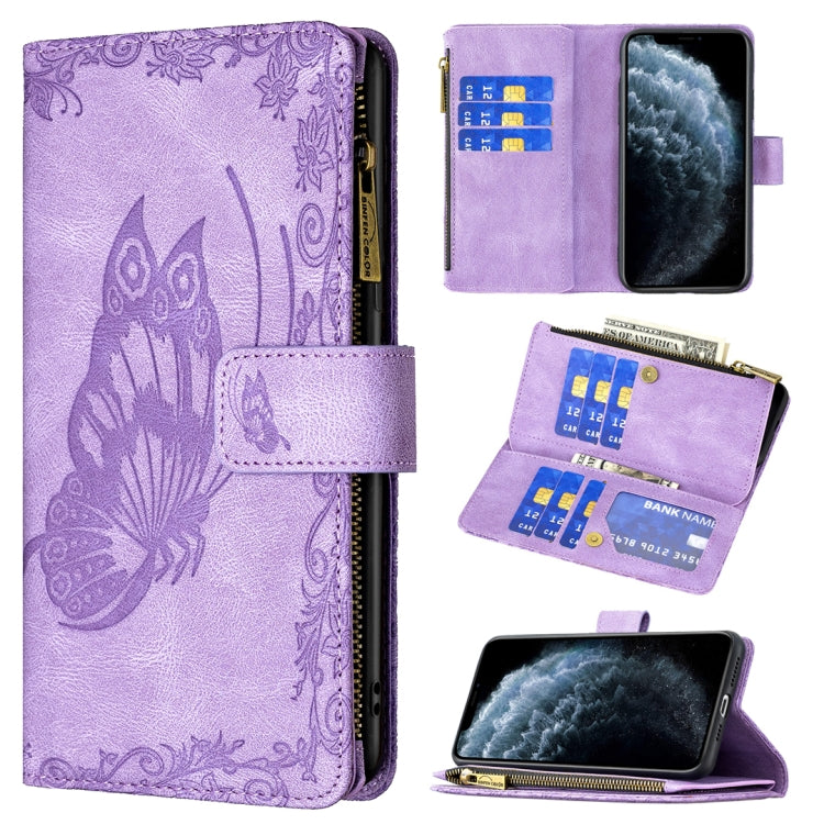 Flying Butterfly Embossing Pattern Zipper Horizontal Flip Leather Case with Holder & Card Slots & Wallet, For iPhone XS Max, For iPhone 11, For iPhone 11 Pro, For iPhone 11 Pro Max