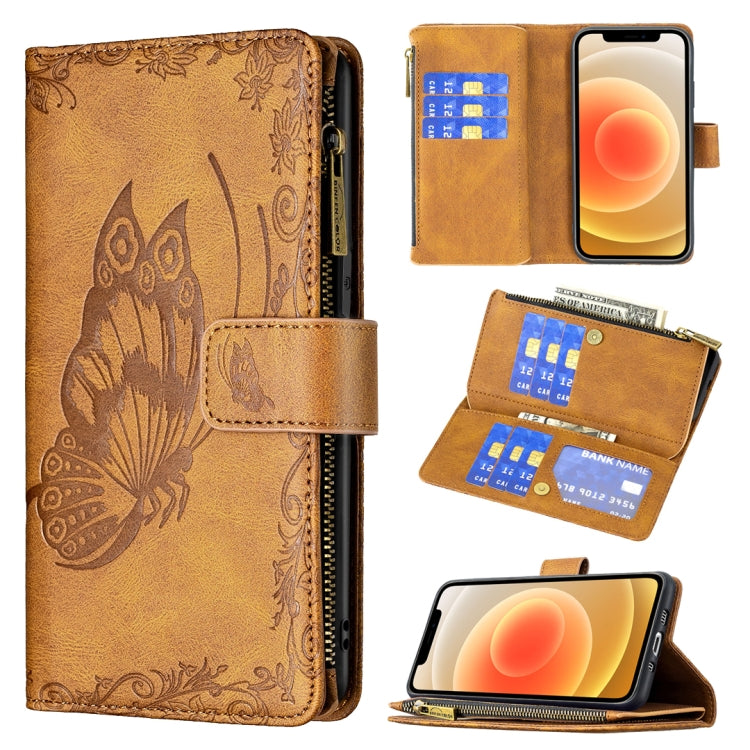 Flying Butterfly Embossing Pattern Zipper Horizontal Flip Leather Case with Holder & Card Slots & Wallet, For iPhone 12 mini, For iPhone 12, For iPhone 12 Pro, For iPhone 12 Pro Max