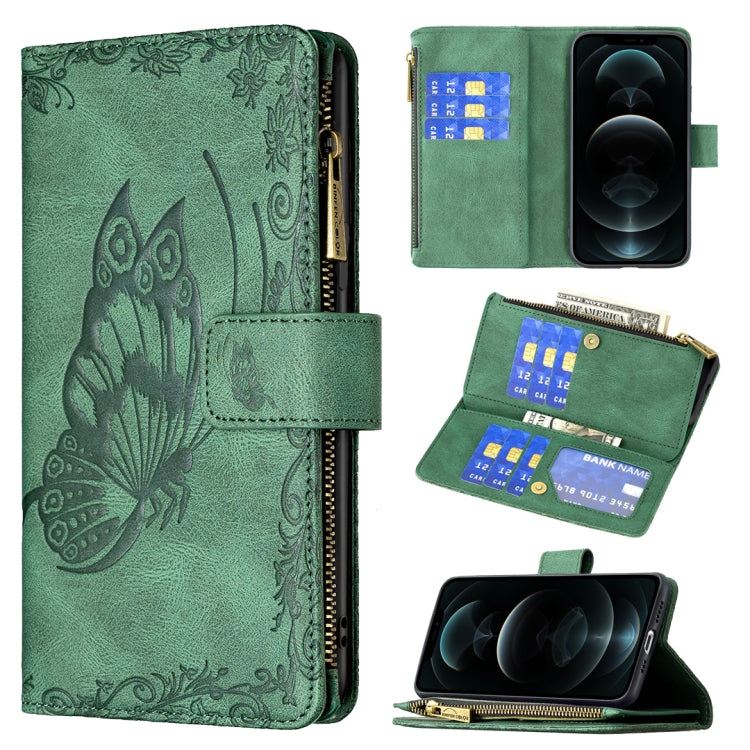 Flying Butterfly Embossing Pattern Zipper Horizontal Flip Leather Case with Holder & Card Slots & Wallet, For iPhone 12 mini, For iPhone 12, For iPhone 12 Pro, For iPhone 12 Pro Max