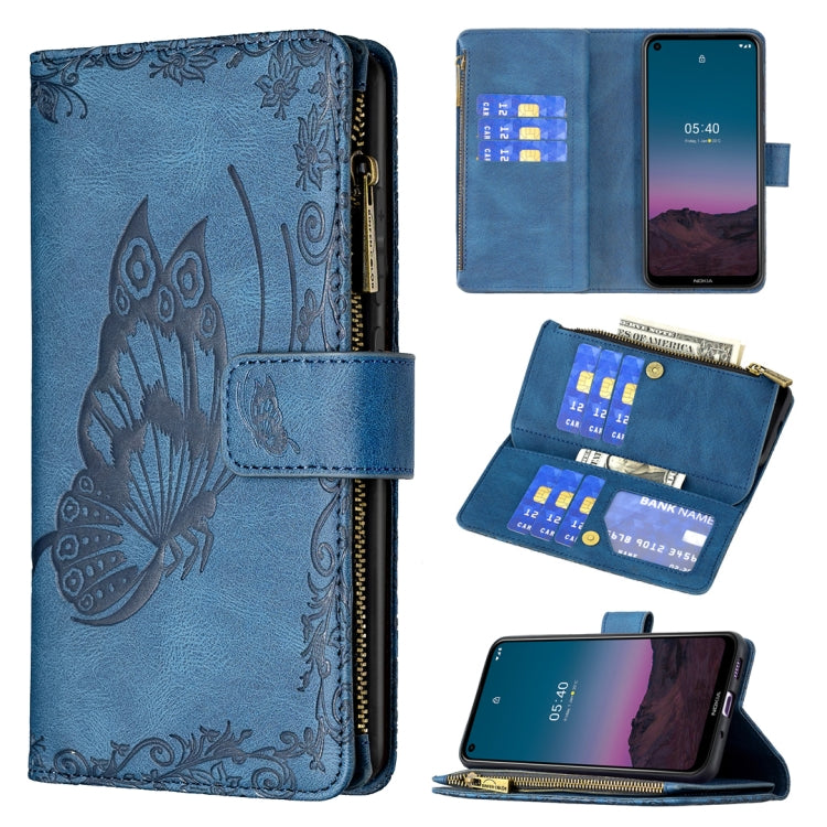 Flying Butterfly Embossing Pattern Zipper Horizontal Flip Leather Case with Holder & Card Slots & Wallet, For Nokia 1.4, For Nokia 3.4