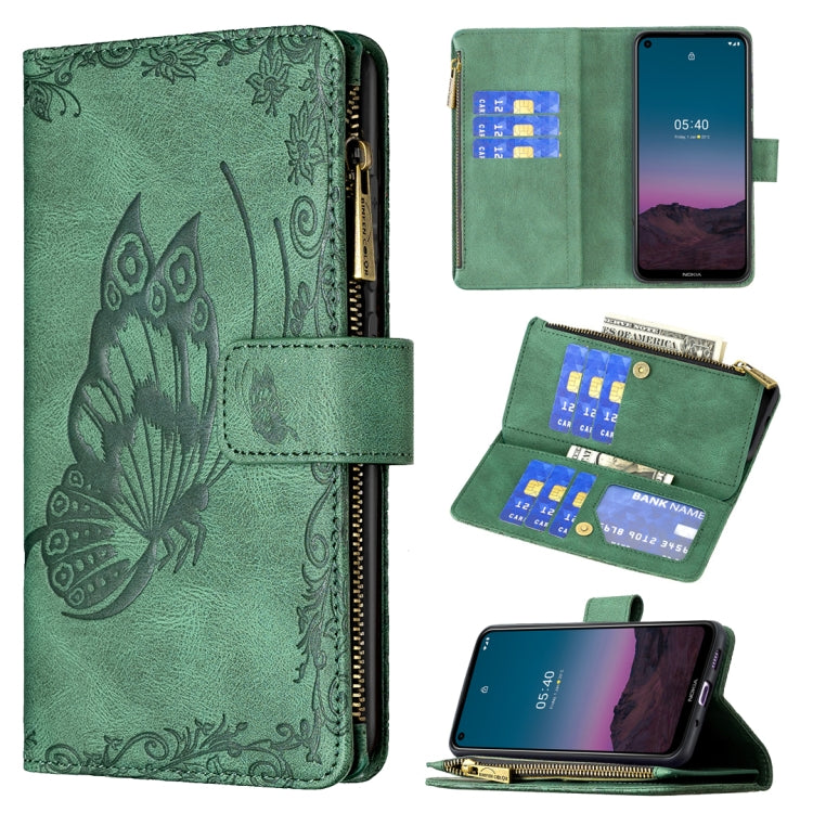 Flying Butterfly Embossing Pattern Zipper Horizontal Flip Leather Case with Holder & Card Slots & Wallet, For Nokia 1.4, For Nokia 3.4