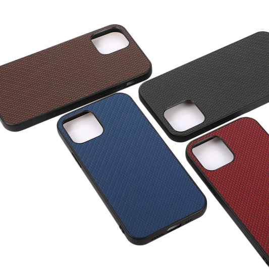 Durable carbon fiber protective case on iPhone 12 Pro Max in-use display