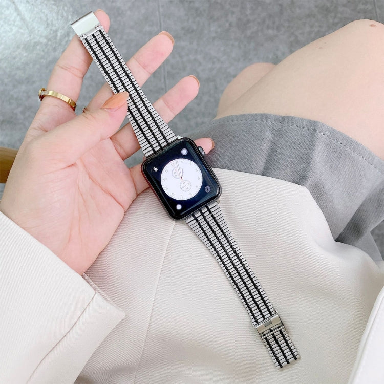 Color Matching Seven Beads Steel Replacement Strap Watchband, For Apple Watch Series 7  41mm / & 6 & SE & 5 & 4 40mm, For Apple Watch Series  7  45mm / & 6 & SE & 5 & 4 44mm