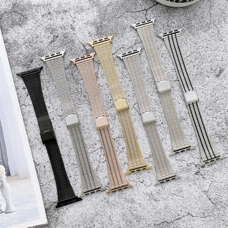 Color Matching Seven Beads Steel Replacement Strap Watchband, For Apple Watch Series 7  41mm / & 6 & SE & 5 & 4 40mm, For Apple Watch Series  7  45mm / & 6 & SE & 5 & 4 44mm