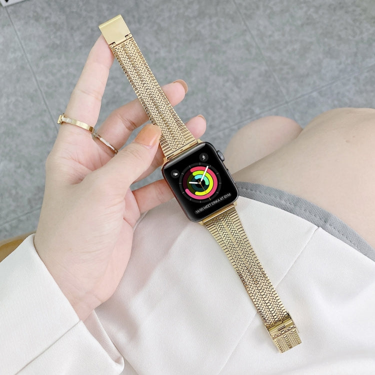 Double Lines Steel Replacement Strap Watchband, For Apple Watch Series 7  41mm / & 6 & SE & 5 & 4 40mm, For Apple Watch Series  7  45mm / & 6 & SE & 5 & 4 44mm