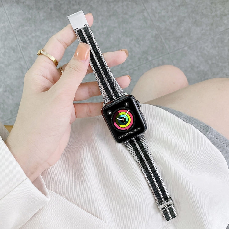 Double Lines Steel Replacement Strap Watchband, For Apple Watch Series 7  41mm / & 6 & SE & 5 & 4 40mm, For Apple Watch Series  7  45mm / & 6 & SE & 5 & 4 44mm