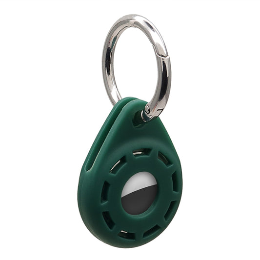 Shockproof AirTag cover featuring anti-scratch silica gel material and metal keyring