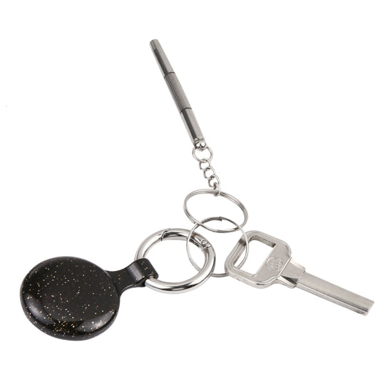 Close-up of keychain hook mechanism on clear TPU AirTag protective shell