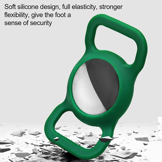 Close-up detail of textured silicone AirTag case with cute animal character design