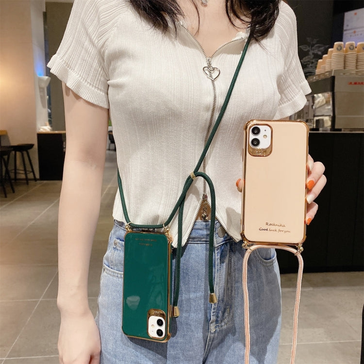 Electroplating TPU Four-Corner Shockproof Protective Case with Lanyard, For iPhone 12 mini