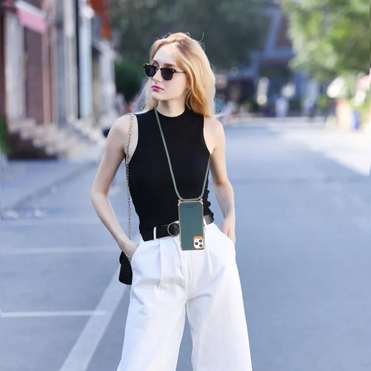 Electroplating TPU Four-Corner Shockproof Protective Case with Lanyard, For iPhone 12 mini