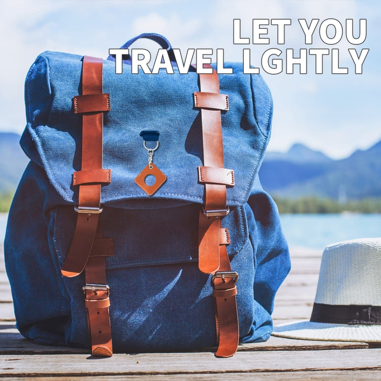 Square PU Leather Case Shockproof Anti-scratch Protective Cover with Keychain Ring Loop