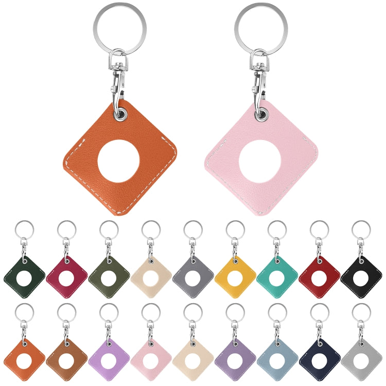 Square PU Leather Case Shockproof Anti-scratch Protective Cover with Keychain Ring Loop