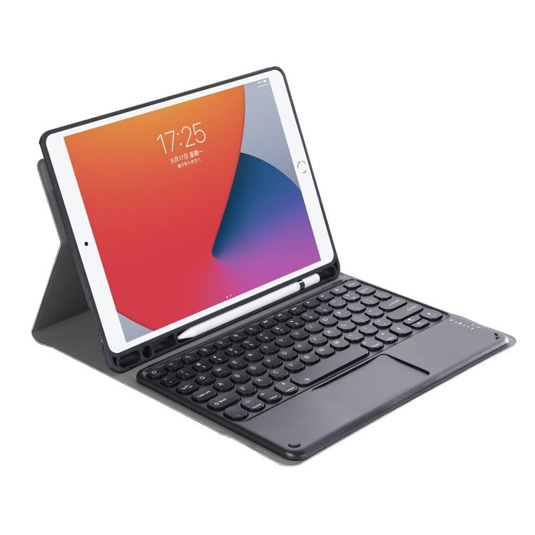 YA11B-A 2021 Detachable Lambskin Texture Round Keycap Bluetooth Keyboard Leather Case with Touch Control & Pen Slot & Stand, For iPad Pro 11 2021 / Air4 / Air5 / Pro 11