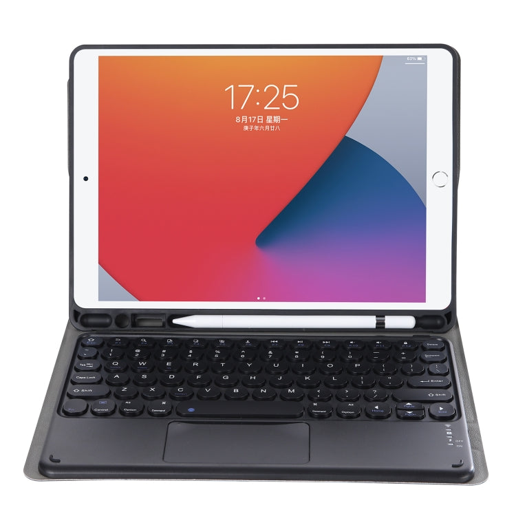 YA11B-A 2021 Detachable Lambskin Texture Round Keycap Bluetooth Keyboard Leather Case with Touch Control & Pen Slot & Stand, For iPad Pro 11 2021 / Air4 / Air5 / Pro 11