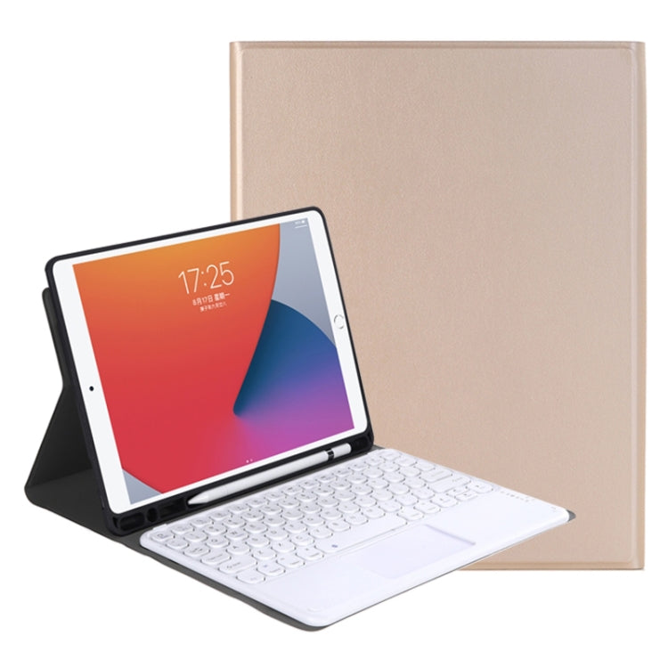 YA11B-A 2021 Detachable Lambskin Texture Round Keycap Bluetooth Keyboard Leather Case with Touch Control & Pen Slot & Stand, For iPad Pro 11 2021 / Air4 / Air5 / Pro 11