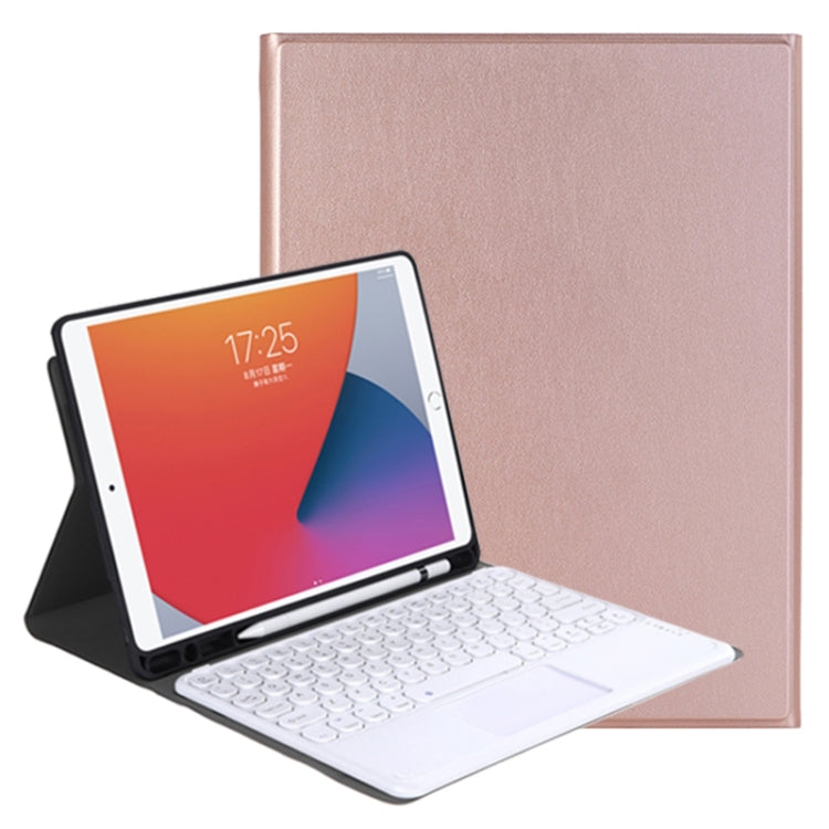 YA11B-A 2021 Detachable Lambskin Texture Round Keycap Bluetooth Keyboard Leather Case with Touch Control & Pen Slot & Stand, For iPad Pro 11 2021 / Air4 / Air5 / Pro 11