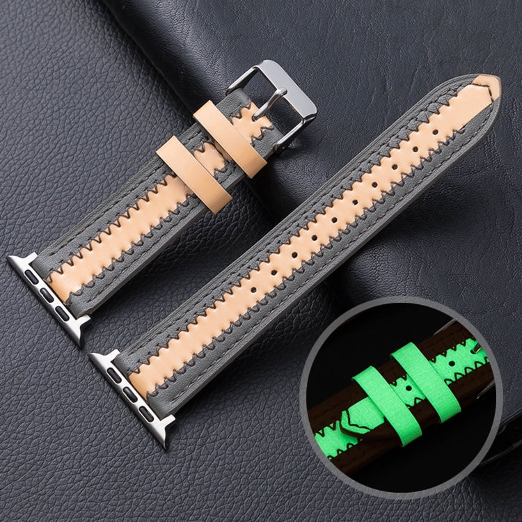 Cowhide Leather Luminous Replacement Strap Watchband, For Apple Watch Series 7  41mm / & 6 & SE & 5 & 4 40mm, For Apple Watch Series  7  45mm / & 6 & SE & 5 & 4 44mm