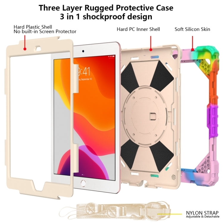 Coque de protection antichoc en silicone et PC avec support et bandoulière, motif robot contrasté, pour iPad 10.2 (2021/2020/2019)