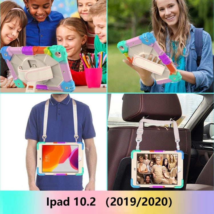 Coque de protection antichoc en silicone et PC avec support et bandoulière, motif robot contrasté, pour iPad 10.2 (2021/2020/2019)