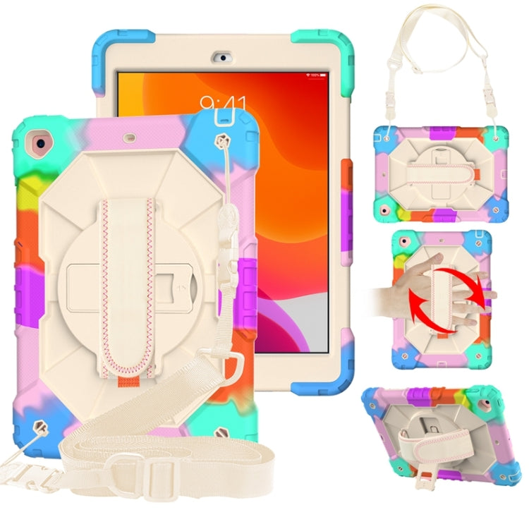 Coque de protection antichoc en silicone et PC avec support et bandoulière, motif robot contrasté, pour iPad 10.2 (2021/2020/2019)