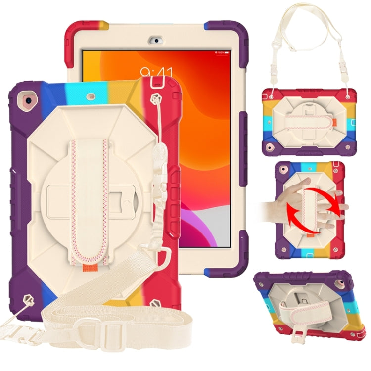 Coque de protection antichoc en silicone et PC avec support et bandoulière, motif robot contrasté, pour iPad 10.2 (2021/2020/2019)