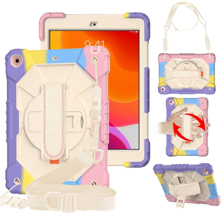 Coque de protection antichoc en silicone et PC avec support et bandoulière, motif robot contrasté, pour iPad 10.2 (2021/2020/2019)