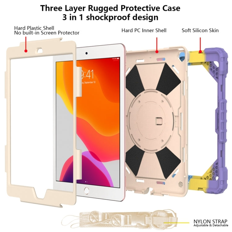 Coque de protection antichoc en silicone et PC avec support et bandoulière, motif robot contrasté, pour iPad 10.2 (2021/2020/2019)