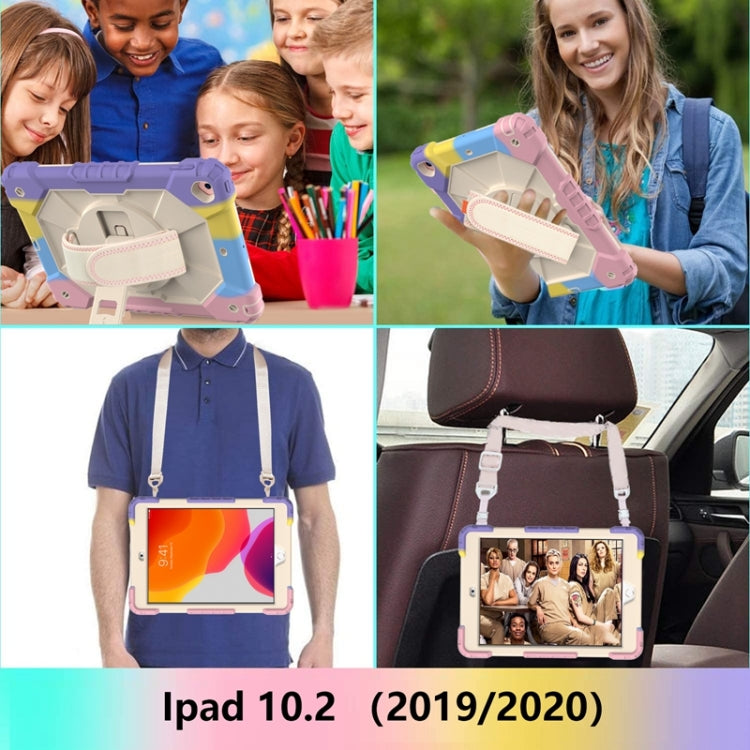 Coque de protection antichoc en silicone et PC avec support et bandoulière, motif robot contrasté, pour iPad 10.2 (2021/2020/2019)