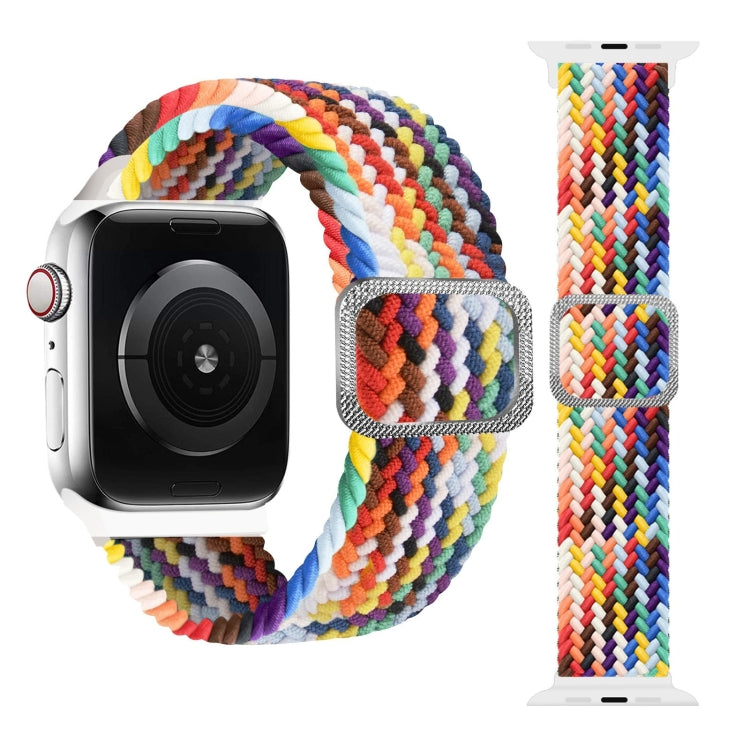 Buckle Braided Elastic Strap Watch Band For Apple Watch Series 9&8&7 41mm / SE 3&SE 2&6&SE&5&4 40mm / 3&2&1 38mm(Rainbow Color), For Apple Watch Series 8&7 41mm / SE 2&6&SE&5&4 40mm / 3&2&1 38mm