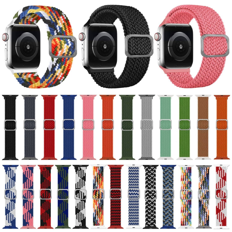 Buckle Braided Elastic Strap Watch Band For Apple Watch Series 9&8&7 41mm / SE 3&SE 2&6&SE&5&4 40mm / 3&2&1 38mm(Rainbow Color), For Apple Watch Series 8&7 41mm / SE 2&6&SE&5&4 40mm / 3&2&1 38mm