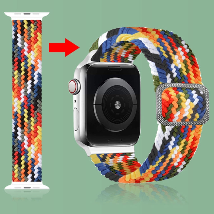 Buckle Braided Elastic Strap Watch Band For Apple Watch Series 9&8&7 41mm / SE 3&SE 2&6&SE&5&4 40mm / 3&2&1 38mm(Rainbow Color), For Apple Watch Series 8&7 41mm / SE 2&6&SE&5&4 40mm / 3&2&1 38mm