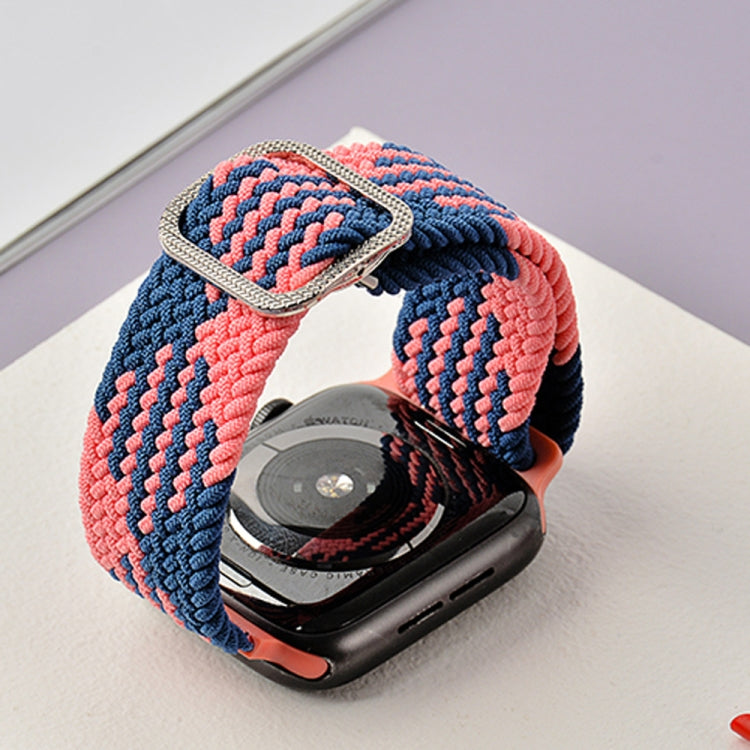 Buckle Braided Elastic Strap Watch Band For Apple Watch Series 9&8&7 41mm / SE 3&SE 2&6&SE&5&4 40mm / 3&2&1 38mm(Rainbow Color), For Apple Watch Series 8&7 41mm / SE 2&6&SE&5&4 40mm / 3&2&1 38mm